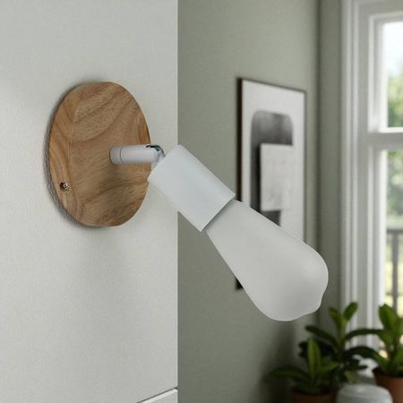 Бра в скандинавском стиле SK-S1 с деревянной основой белое, Цвет патрона: белый, изображение 8 - Edisons