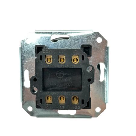 Ретро вимикач керамічний Keruida білий поворотний перехресний прихованого монтажу з дерев'яною рамкою, зображення 4