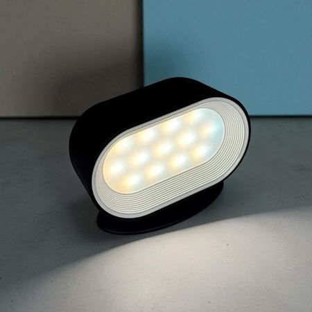 Настінний акумуляторниій сенсорний LED світильник з ДУ та обертанням на 360° овальний чорний, Колір: чорний