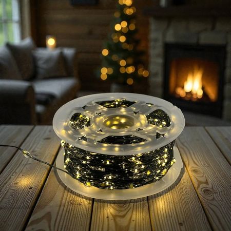 LED гирлянда новогодняя Капля росы 1000LED 50м цвет Теплый Белый, режим: мерцает каждый 6 диод, от 220В зеленый провод, зображення 8