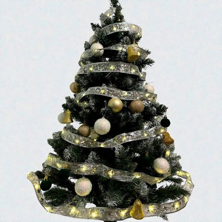 LED гірлянда-стрічка на ялинку Срібна 100 LED 10м Теплий Білий  2 в 1 від USB та батарейок, зображення 12