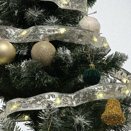 LED гірлянда-стрічка на ялинку Срібна 100 LED 10м Теплий Білий  2 в 1 від USB та батарейок, зображення 7