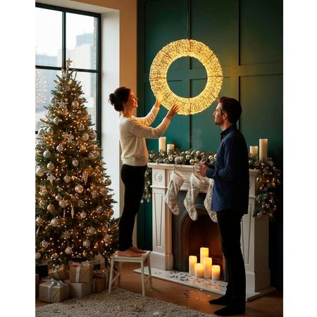 Світлодіодний новорічний вінок DecoLUX 75 см 4000LED супер яскравий з м'яким мерехтінням об'ємний, Діаметр, мм: 750, Кількість джерел світла: 4000, Спосіб поставки: зібраний світлодіодний вінок, зображення 19