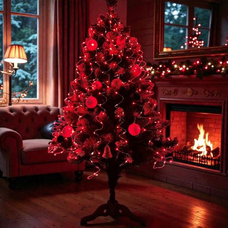 Гирлянда Конский Хвост 200LED 10 нитей по 2м цвет Красный режим статика и мерцание от батареек - Edisons