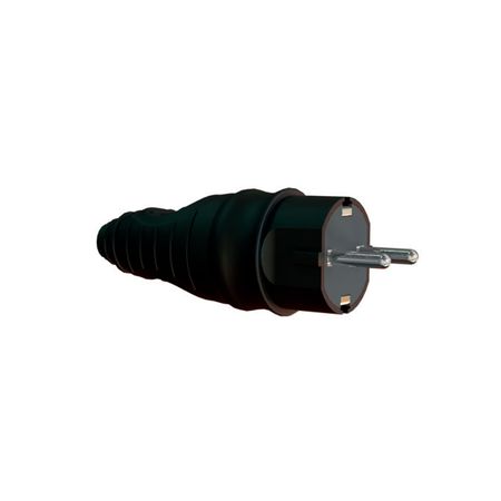 Вилка пряма із заземленням штепсельна каучук 16А чорна