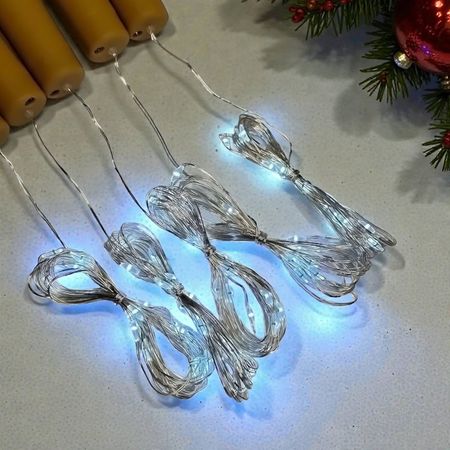 Набір 10 LED гірлянд Пробка від батарейки ААА з 20 LED діодами 2 м колір холодний білий без мерехтіння Покращена модель, Колір світлодіодів: холодний білий, Кількість в комплекті: 10 шт., зображення 5