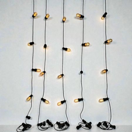 Ретро гірлянда завіса Patio шириною 2м, довжиною 3м, 5 струн, 45 патронів Чорна Вологозахищена, зображення 16