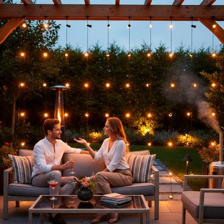 Ретро гірлянда завіса Patio шириною 2м, довжиною 3м, 5 струн, 45 патронів Чорна Вологозахищена, зображення 8