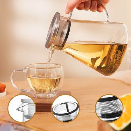 Чайник з боросилікатного скла Teabloom OneTouch 2-в-1 з кришкою-фільтром з нержавіючої сталі, зображення 8