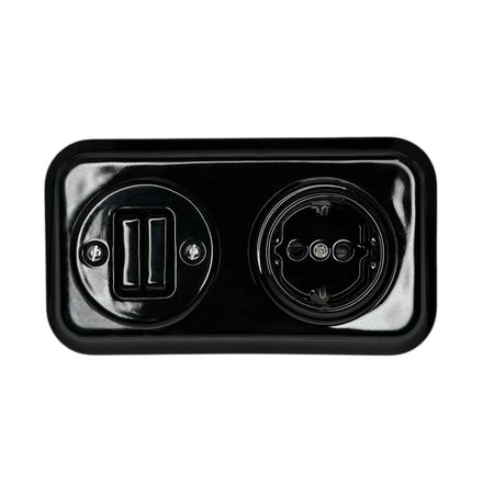 Ретро розетка Keruida черная скрытого монтажа без рамки с заземлением, Форма рамки: без рамки, Цвет основы: черный, изображение 18 - Edisons