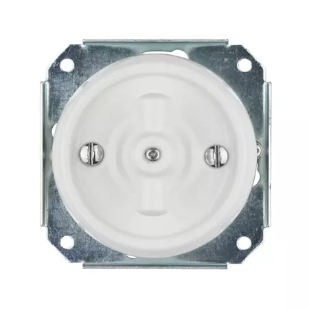 Ретро вимикач керамічний Keruida білий поворотний 2-клавішний прихованого монтажу з квадратною рамкою, Тип вимикача: двоклавішний, Форма рамки: квадратна, Колір основи: білий, зображення 2