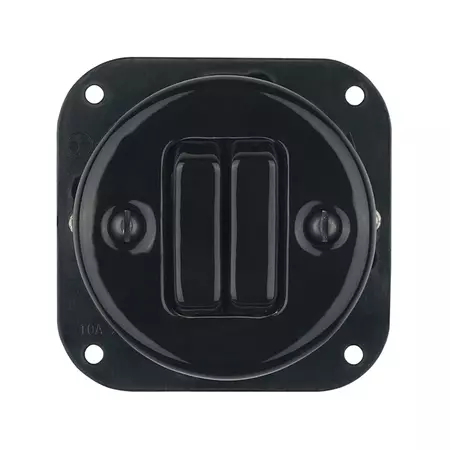 Вимикач керамічний Keruida чорний 2-клавішний прихованого монтажу з квадратною рамкою, Тип вимикача: двоклавішний, Форма рамки: квадратна, Колір основи: чорний, зображення 2