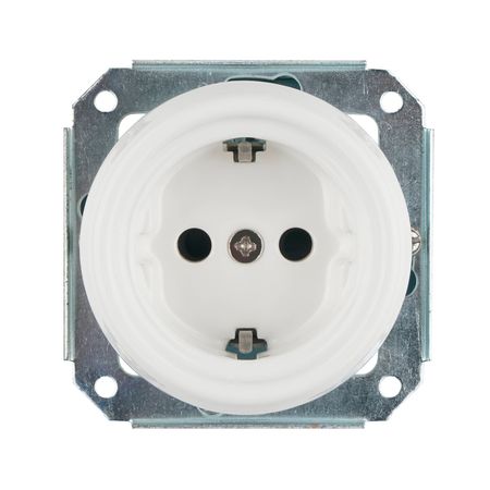 Ретро розетка Keruida белая скрытого монтажа с квадратной рамкой с заземлением, Форма рамки: квадратна, Колір основи: білий, зображення 2