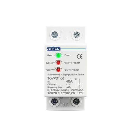 Реле защиты от перепадов напряжения TOMZN TTOVPD1-60 3LED 230V 40А - Edisons