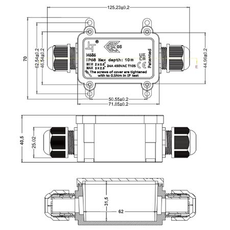 Коробка розподільна герметична M686-2-A 2xM20 (6-11мм) IP68, зображення 4