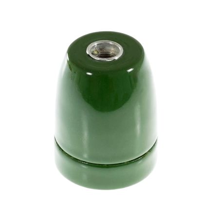 Патрон керамический Е27 зеленый с втулкой фиксатором провода, изображение 3 - Edisons