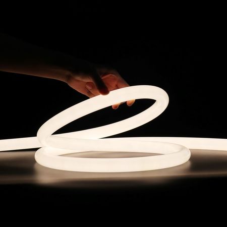 Premium гнучкий круглий LED неон 24mm  із стрічкою 4000 К 16 W/m 5 метрів + заглушки силіконові+ блок живлення виносний 170 W, зображення 3