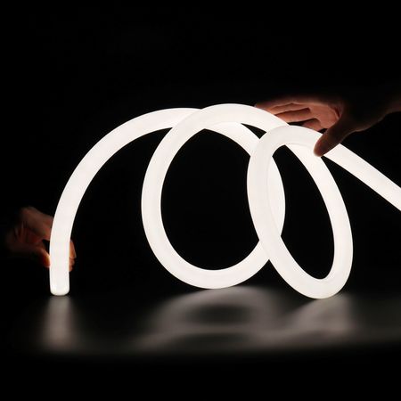 Premium гнучкий круглий LED неон 24mm  із стрічкою 4000 К 16 W/m 5 метрів + заглушки силіконові+ блок живлення виносний 170 W, зображення 16