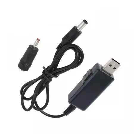 Кабель преобразователь USB-DC для роутера 9V/12V до 0,7А с переключателем, питание от PowerBank, DC 5.5×2.1 с переходником - Edisons