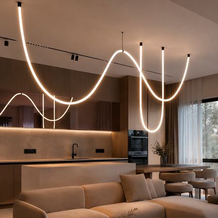 Люстра з гнучкого неону 22мм 3м и 5м FREELIGHT Long 128W 3000K 9600Lm