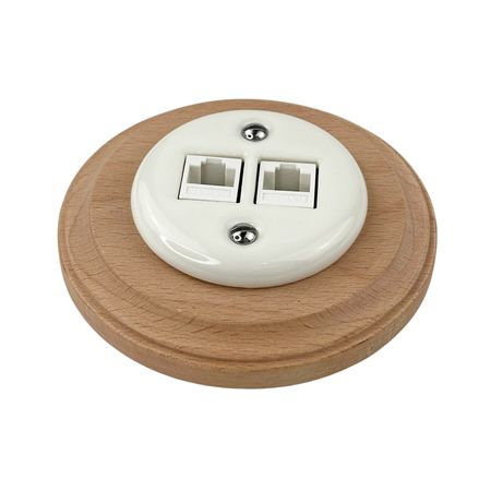 Набор Keruida: белая компьютерная розетка (RJ45), рамка из светлого дерева на 1 пост, врезной монтаж, изображение 3 - Edisons