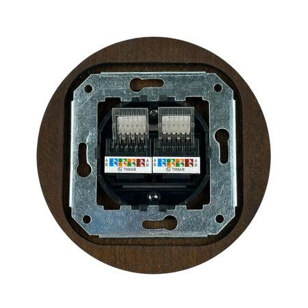 Набор Keruida: черная компьютерная розетка (RJ45), рамка из темного дерева на 1 пост, врезной монтаж, изображение 4 - Edisons